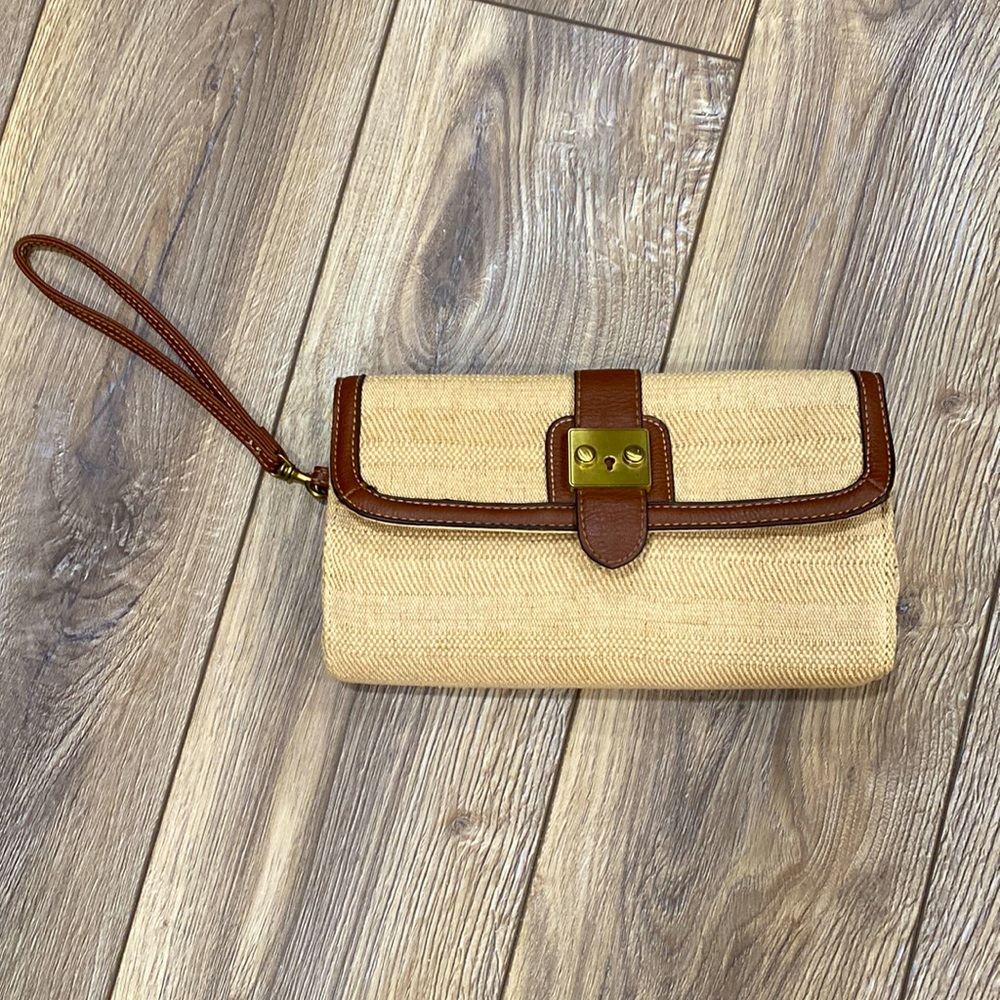 FAUX LEATHER & JUTE Clutch or Wristlet Option